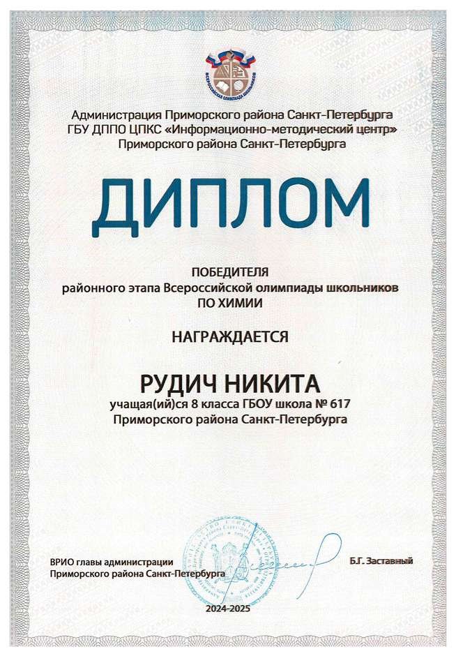 2024-2025 Рудич Никита 8л2 химия (Левина Э.М.)